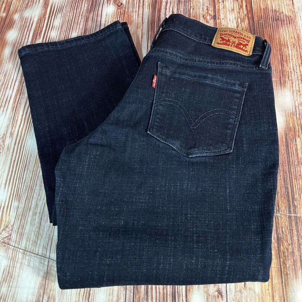 Levi's 505 STRAIGHT Leg Womens Size 27 Blue Mid Rise Jeans Denim Pants 28x30.5